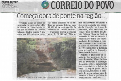 Correio do Povo destaca início das obras da ponte sobre o Rio da Várzea