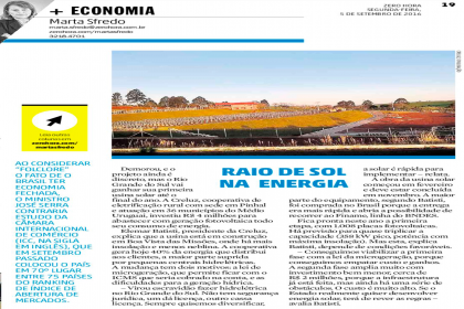 Jornal Zero Hora destaca Usina Solar da Creluz